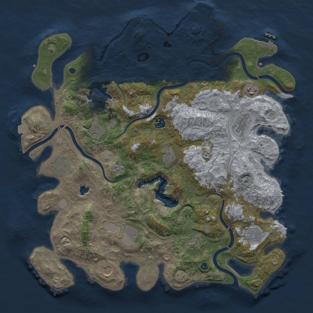 Rust Map: Procedural Map, Size: 4300, Seed: 500410601, 17 Monuments