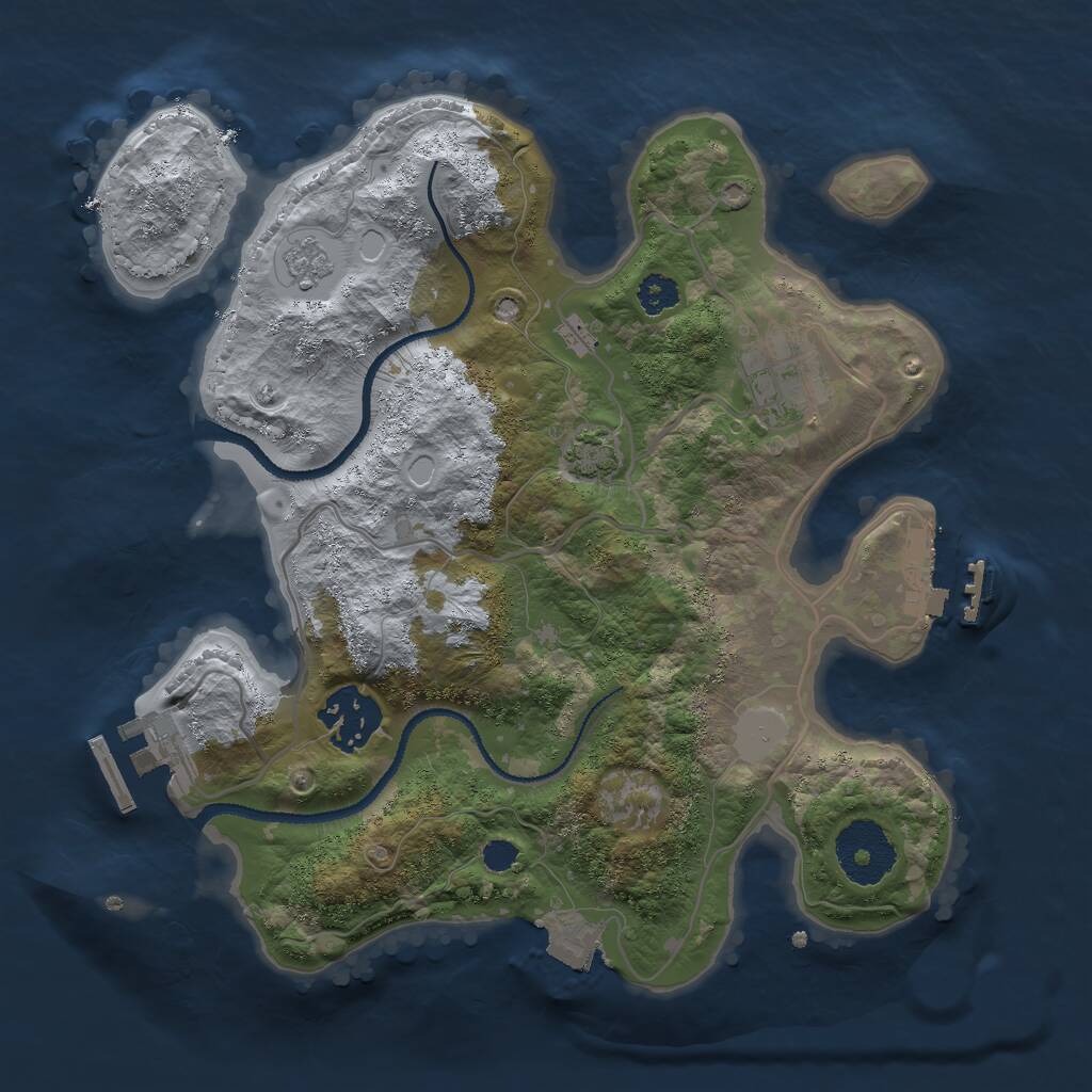 Rust Map: Procedural Map, Size: 2700, Seed: 385879, 7 Monuments