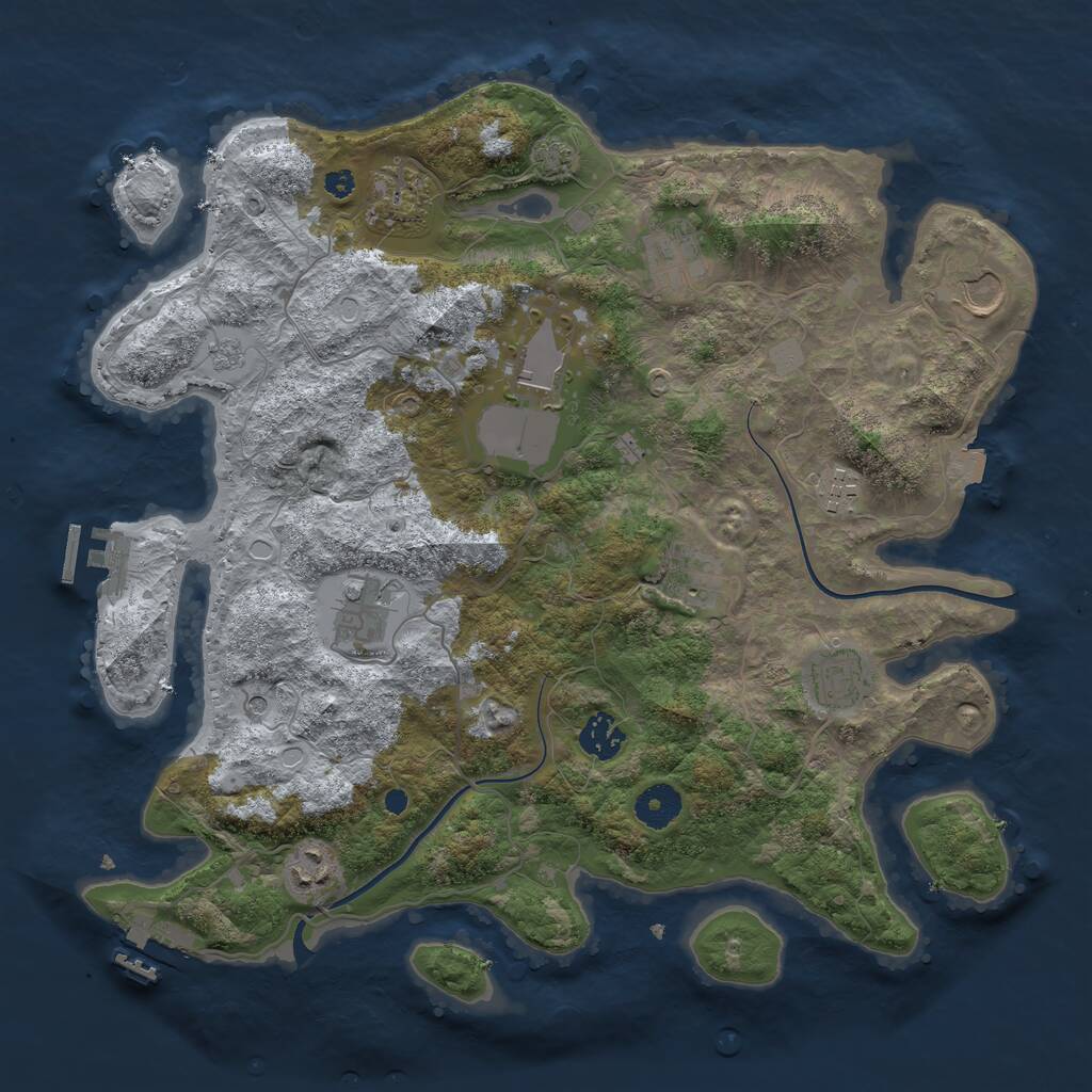 Rust Map: Procedural Map, Size: 3700, Seed: 905645148, 16 Monuments