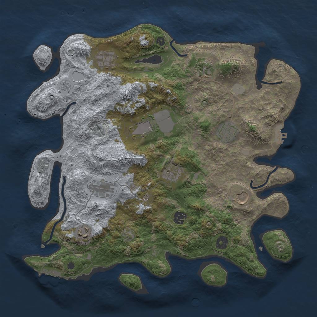 Rust Map: Procedural Map, Size: 3700, Seed: 905645148, 17 Monuments