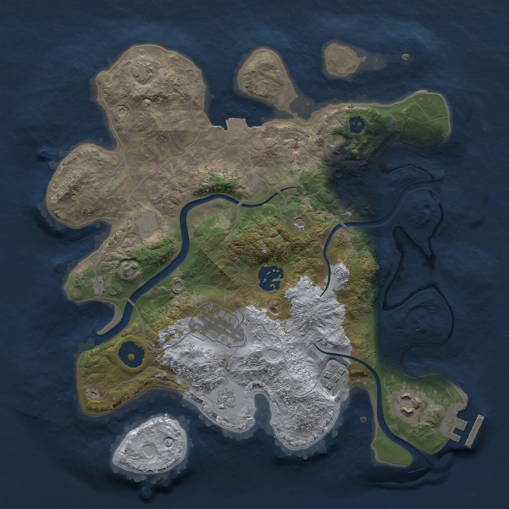 Rust Map: Procedural Map, Size: 3000, Seed: 1852651024, 9 Monuments