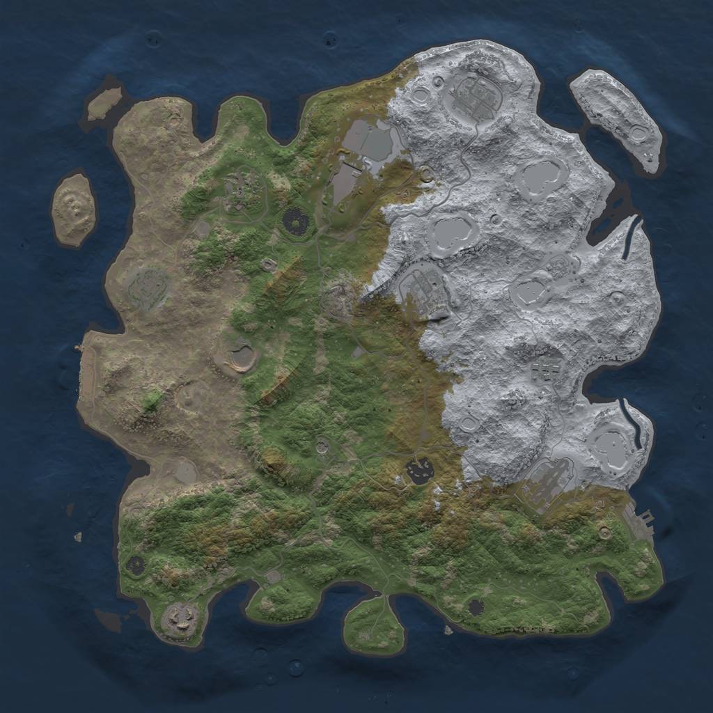 Rust Map: Procedural Map, Size: 3950, Seed: 34377457, 19 Monuments