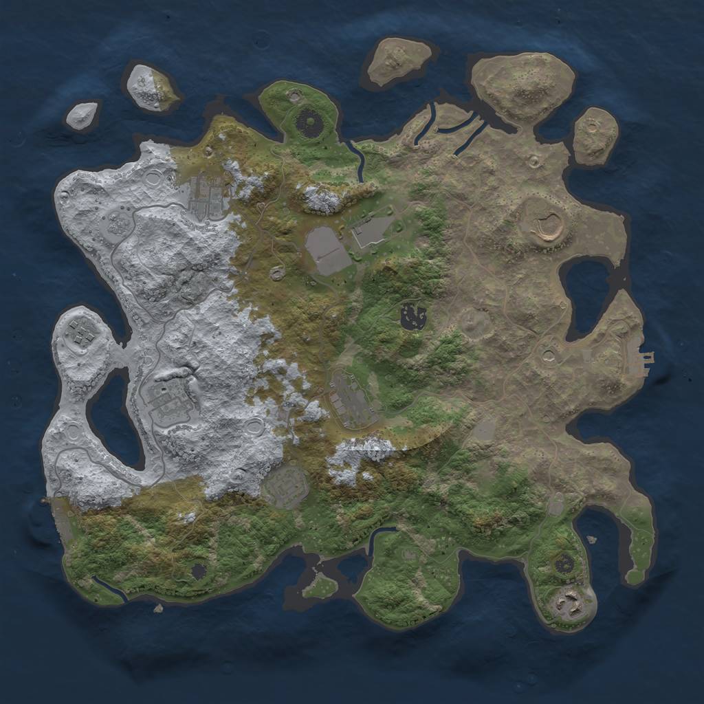 Rust Map: Procedural Map, Size: 3800, Seed: 20650, 18 Monuments