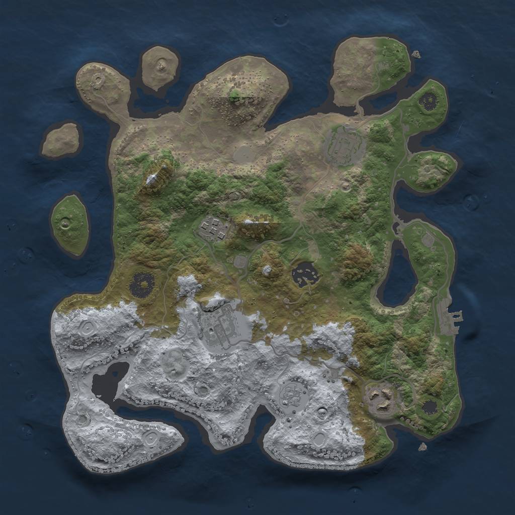 Rust Map: Procedural Map, Size: 3000, Seed: 1801603104, 12 Monuments