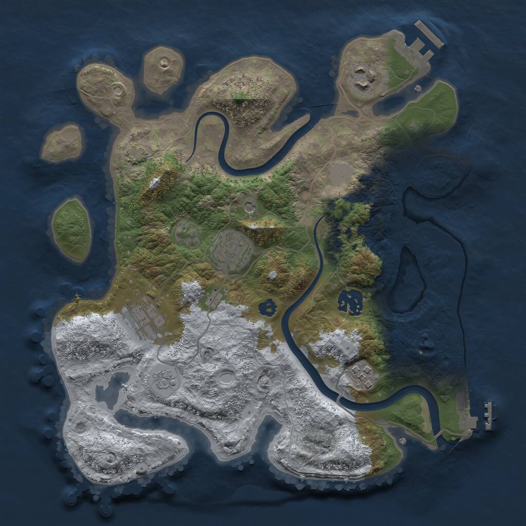 Rust Map: Procedural Map, Size: 3000, Seed: 1801603104, 11 Monuments