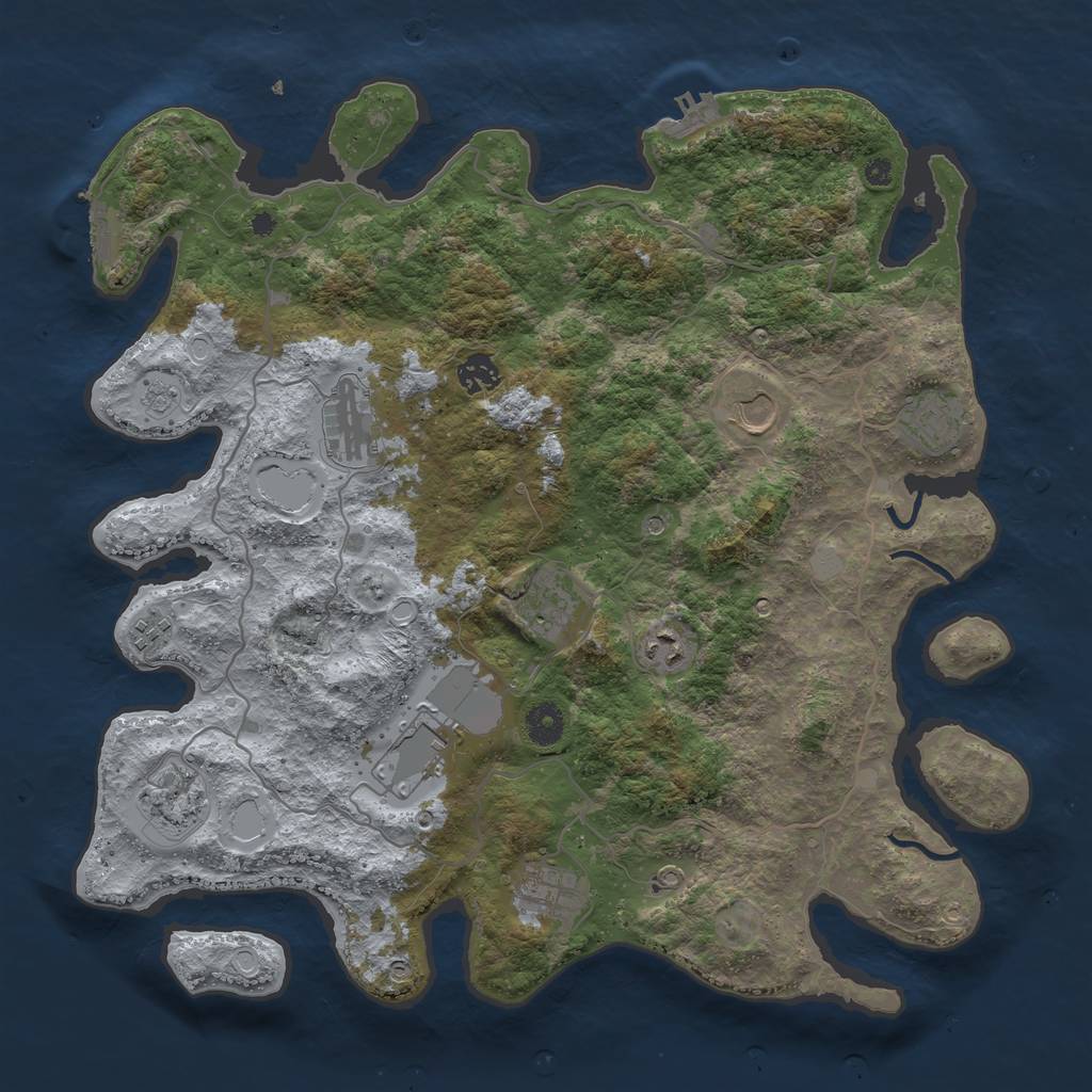 Rust Map: Procedural Map, Size: 4000, Seed: 1934, 19 Monuments