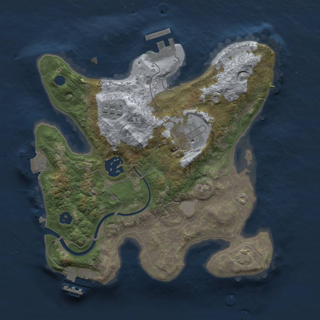 Rust Map: Procedural Map, Size: 2500, Seed: 53257, 7 Monuments