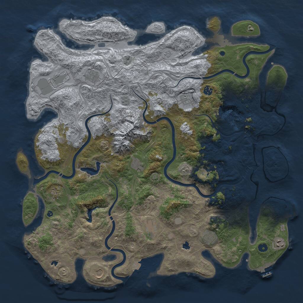 Rust Map: Procedural Map, Size: 5000, Seed: 68406948, 17 Monuments