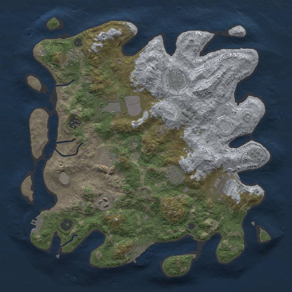 Rust Map: Procedural Map, Size: 3700, Seed: 749080978, 18 Monuments