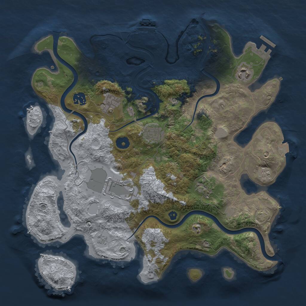 Rust Map: Procedural Map, Size: 3500, Seed: 61122, 13 Monuments