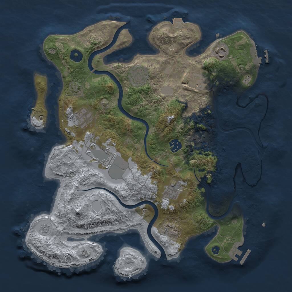 Rust Map: Procedural Map, Size: 3500, Seed: 90895, 14 Monuments