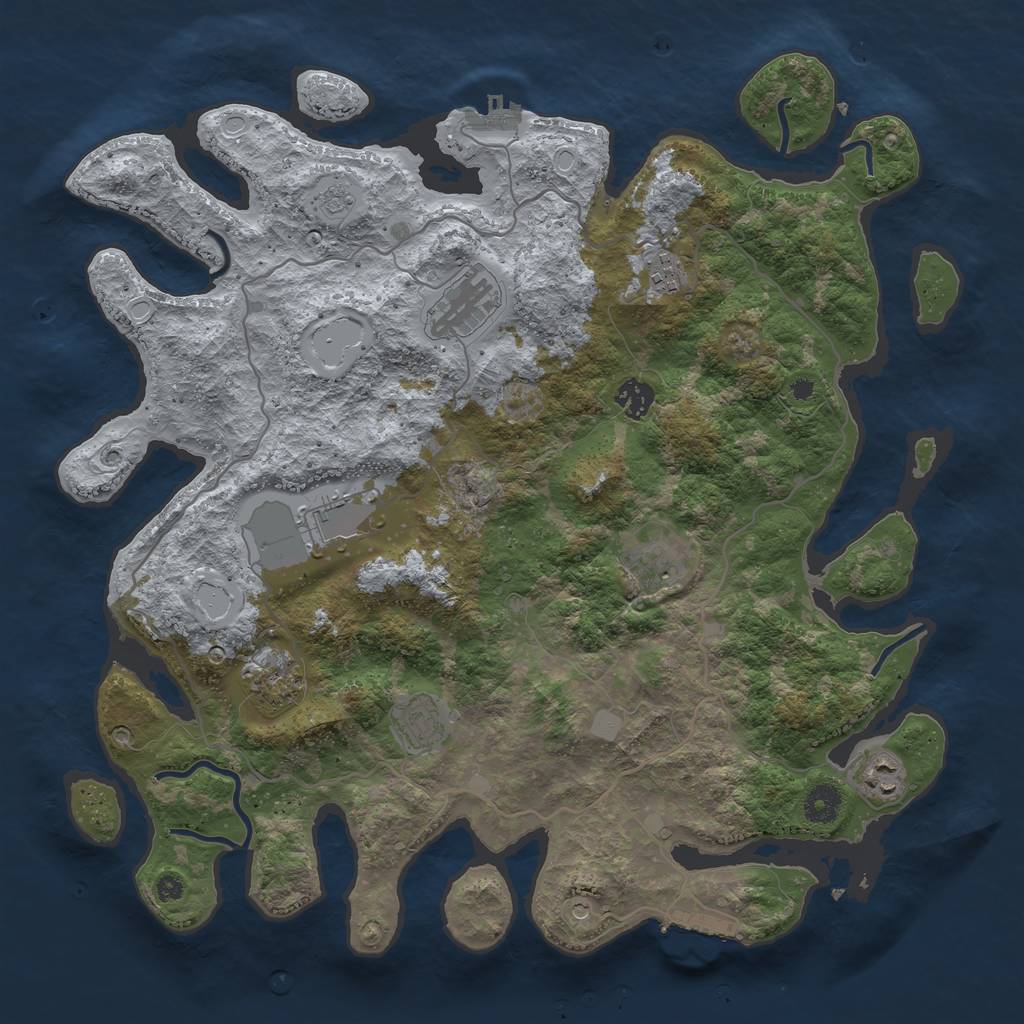 Rust Map: Procedural Map, Size: 4000, Seed: 34566754, 17 Monuments