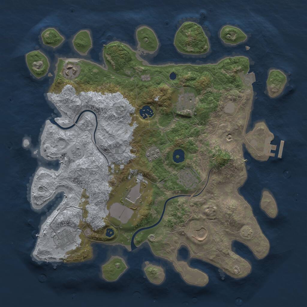 Rust Map: Procedural Map, Size: 3500, Seed: 2541204, 12 Monuments