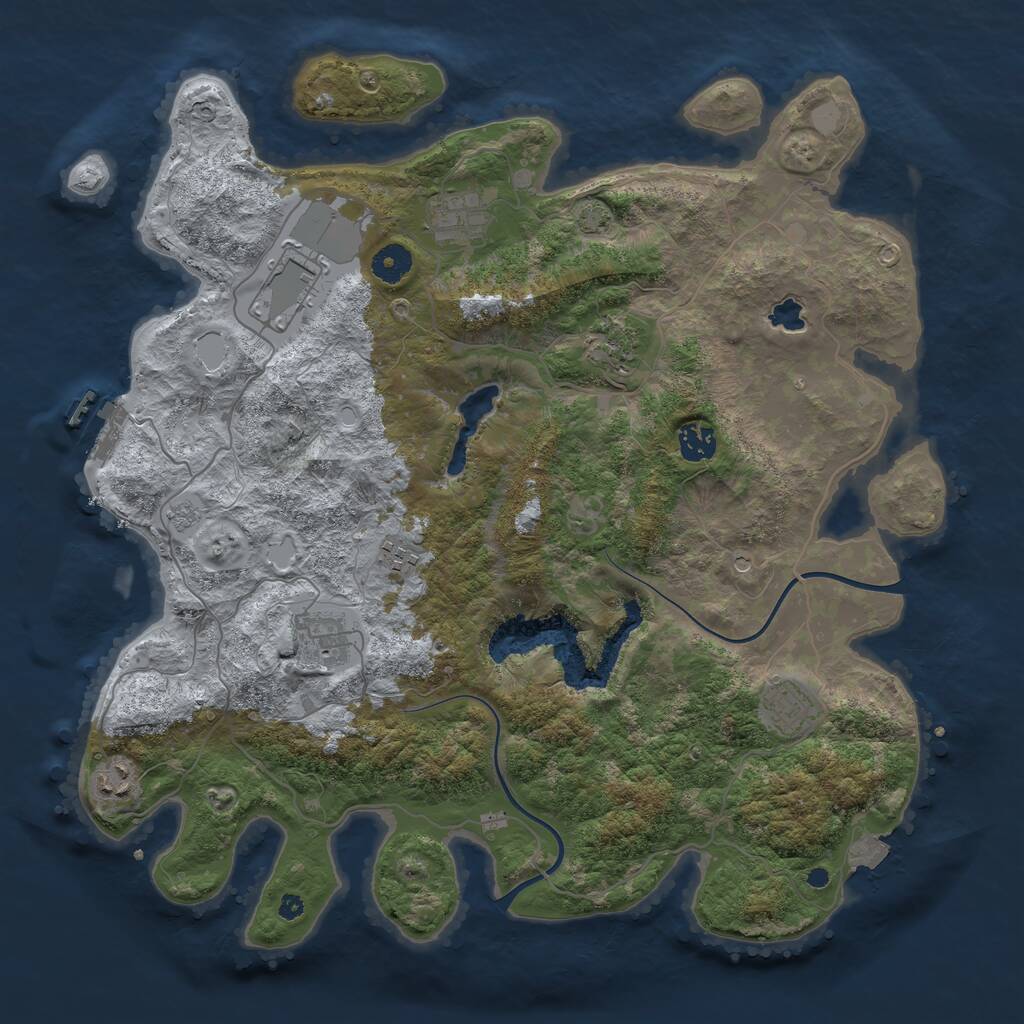 Rust Map: Procedural Map, Size: 4000, Seed: 672511298, 13 Monuments