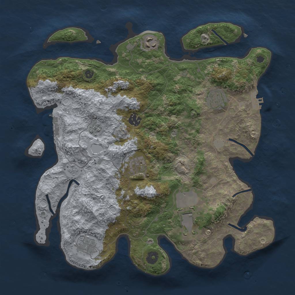 Rust Map: Procedural Map, Size: 3500, Seed: 1754039927, 16 Monuments