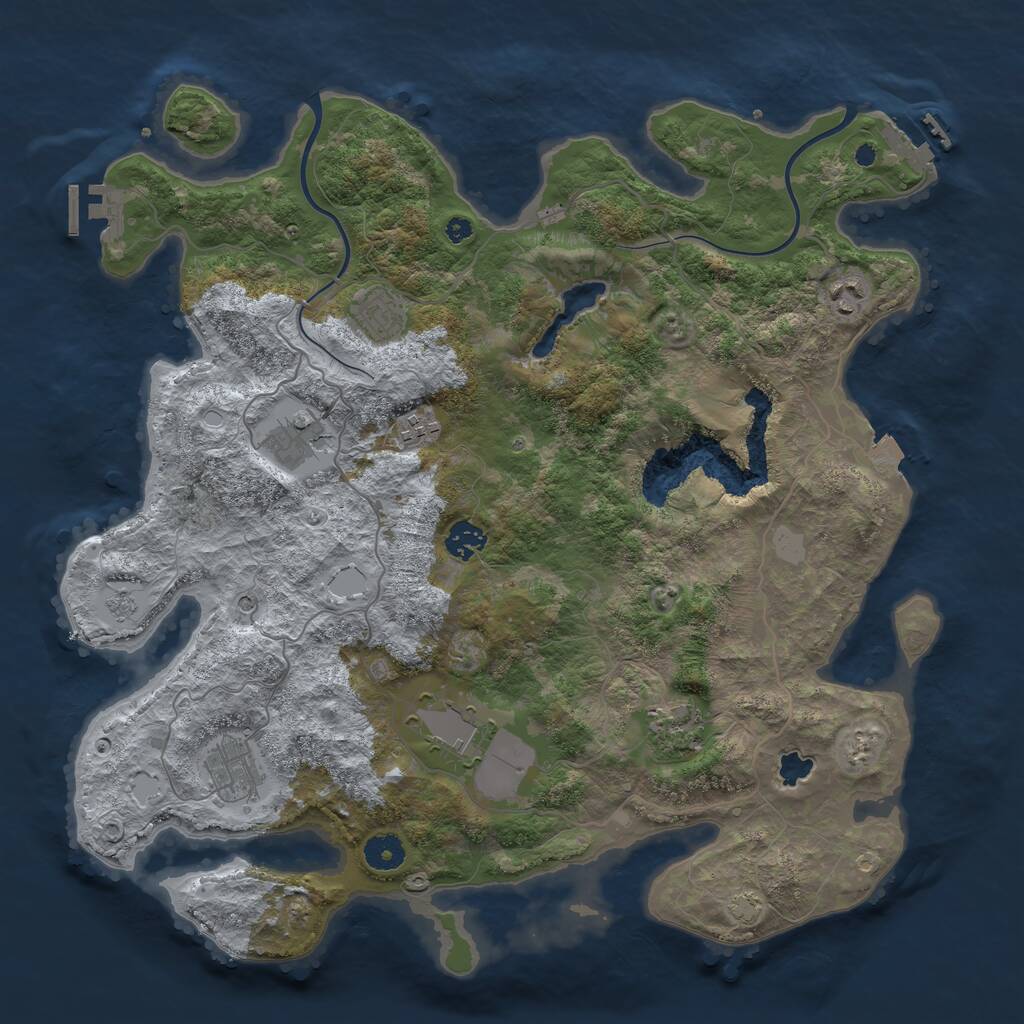 Rust Map: Procedural Map, Size: 4000, Seed: 213754700, 14 Monuments