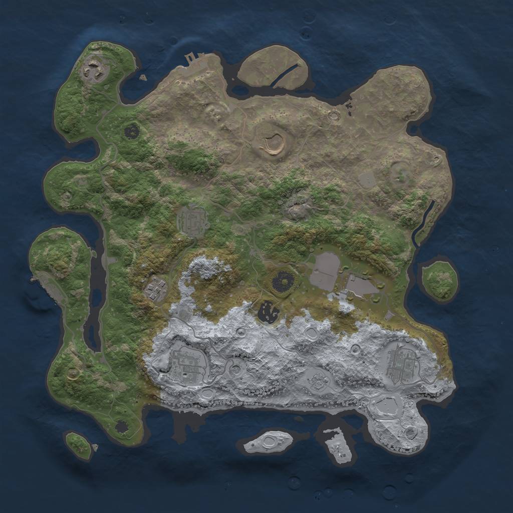 Rust Map: Procedural Map, Size: 3600, Seed: 448253, 17 Monuments