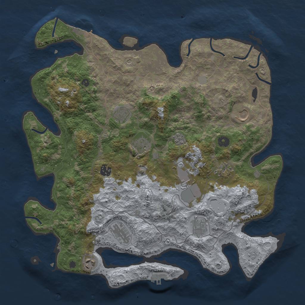 Rust Map: Procedural Map, Size: 4000, Seed: 254869, 19 Monuments