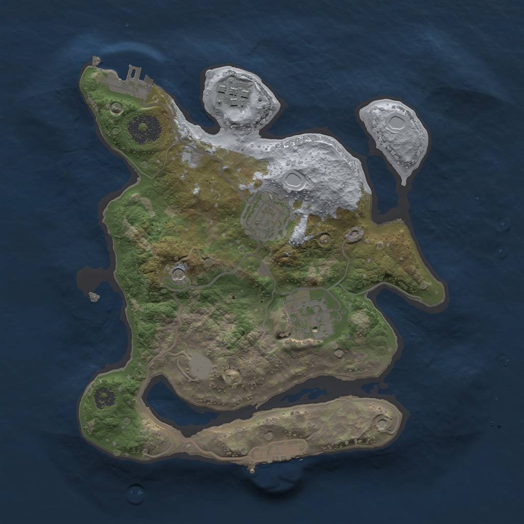 Rust Map: Procedural Map, Size: 2500, Seed: 76914, 11 Monuments