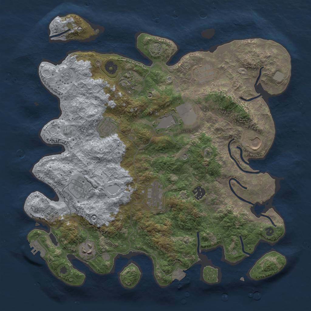 Rust Map: Procedural Map, Size: 3700, Seed: 135725323, 17 Monuments