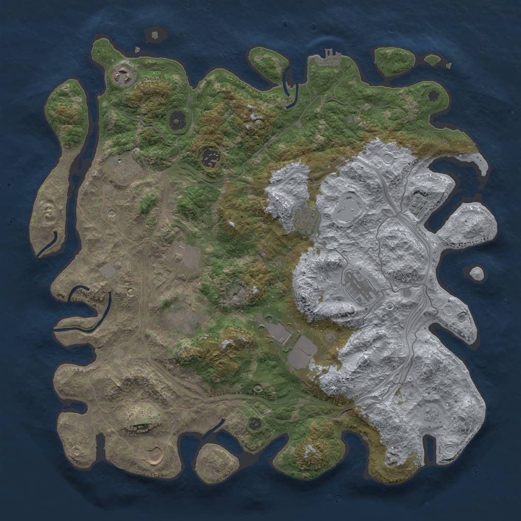 Rust Map: Procedural Map, Size: 4300, Seed: 553426043, 18 Monuments