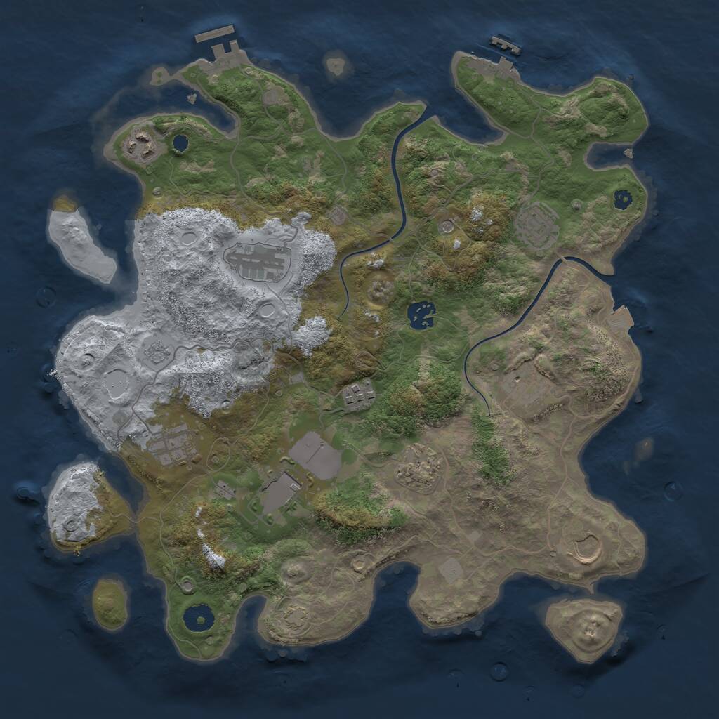 Rust Map: Procedural Map, Size: 3700, Seed: 13498739, 16 Monuments