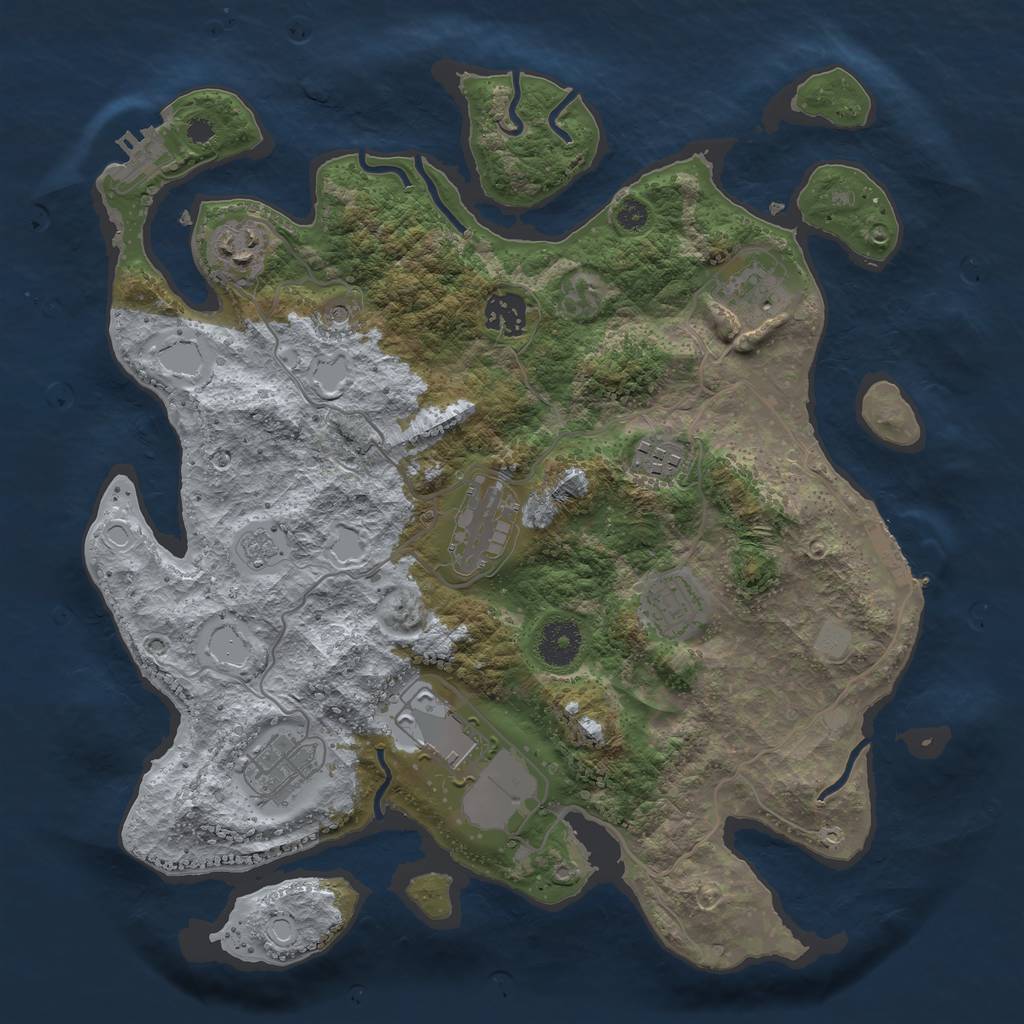 Rust Map: Procedural Map, Size: 3500, Seed: 93745, 17 Monuments