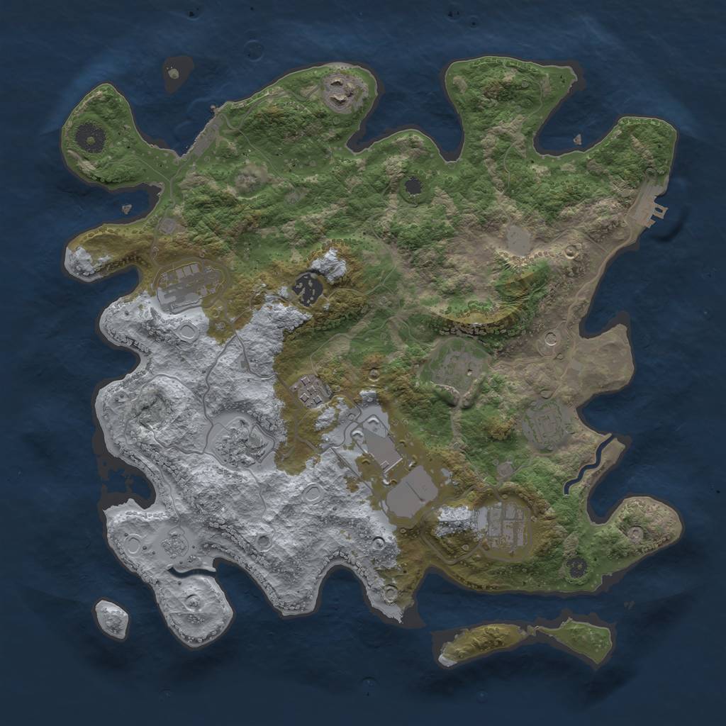 Rust Map: Procedural Map, Size: 3650, Seed: 84910488, 18 Monuments