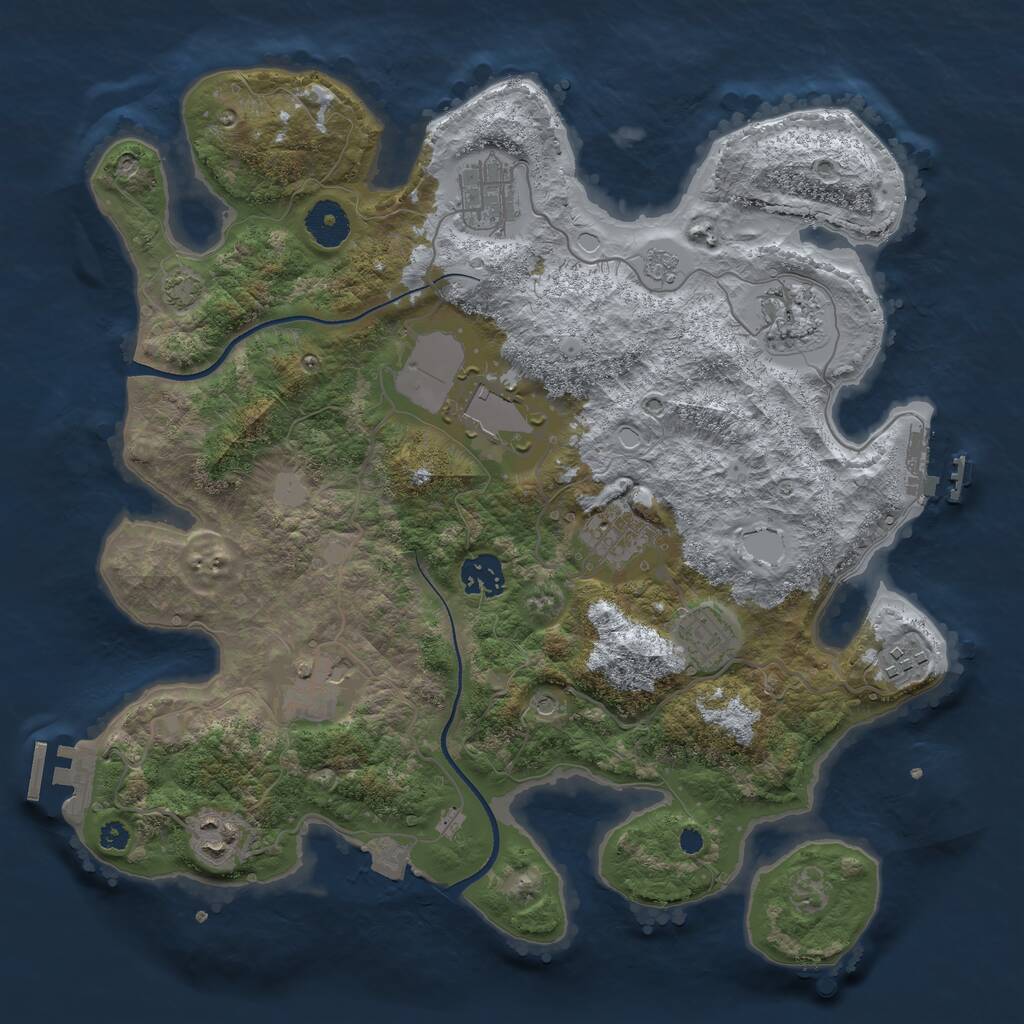 Rust Map: Procedural Map, Size: 3500, Seed: 1130658310, 15 Monuments
