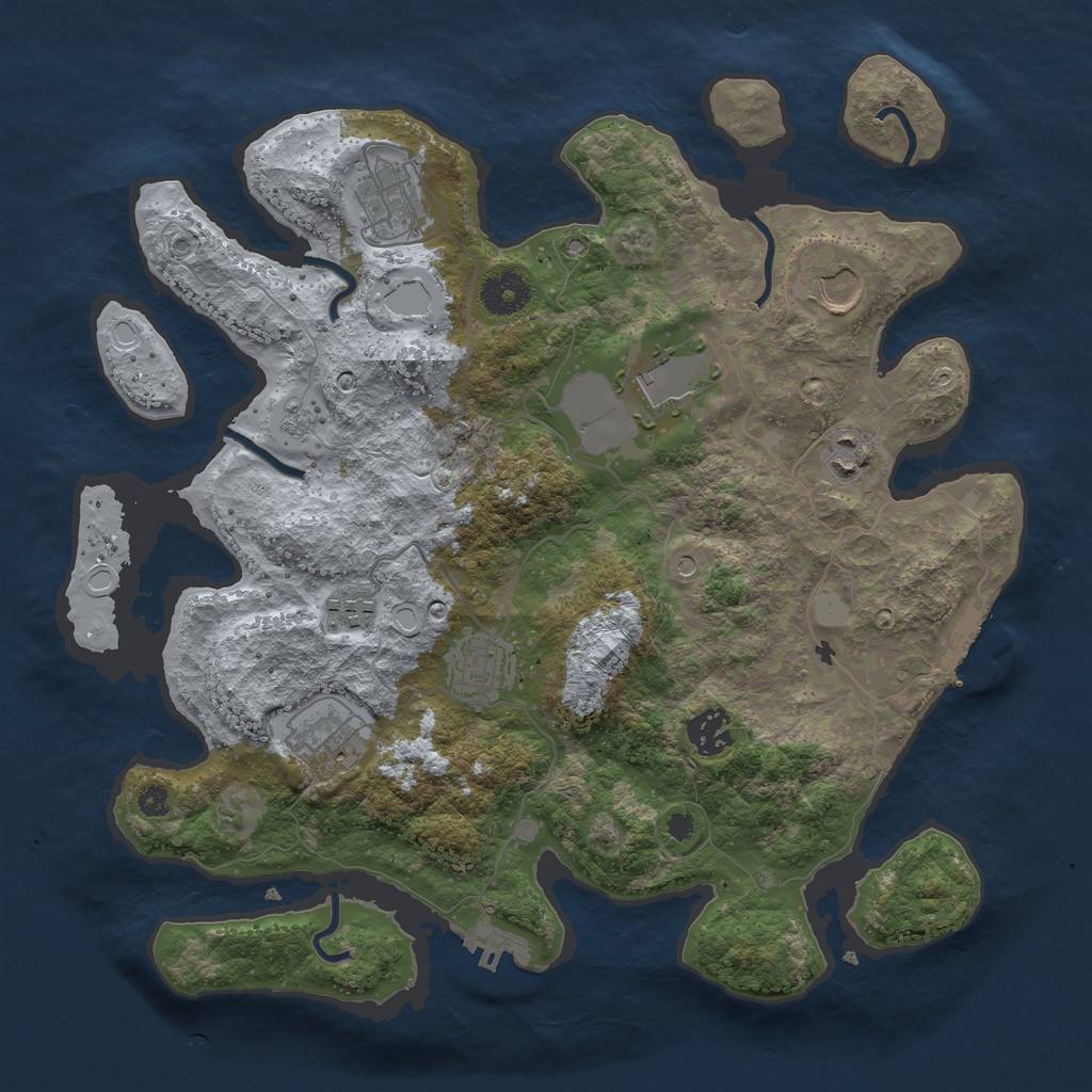 Rust Map: Procedural Map, Size: 3550, Seed: 8571, 17 Monuments