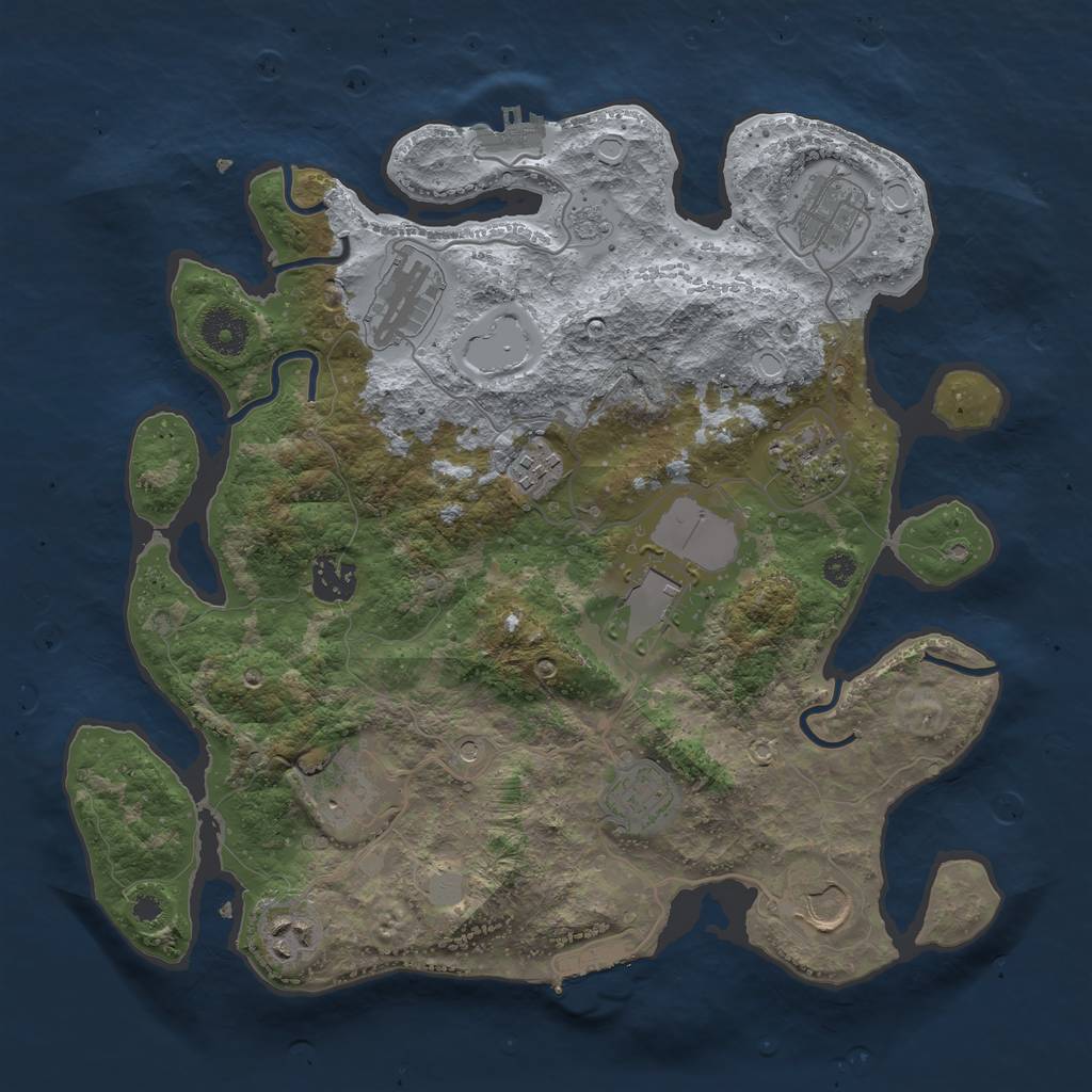 Rust Map: Procedural Map, Size: 3500, Seed: 2080465421, 19 Monuments