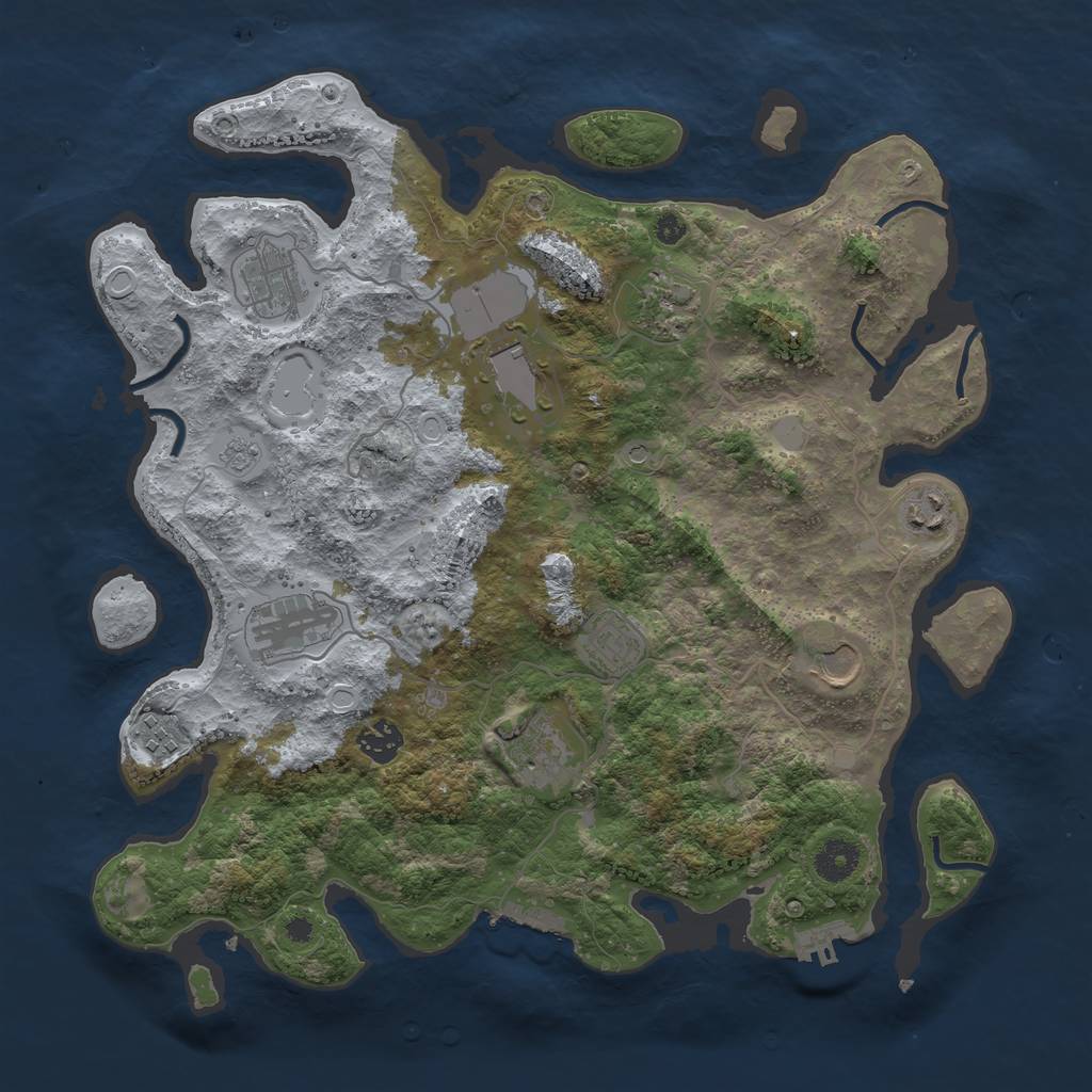 Rust Map: Procedural Map, Size: 3800, Seed: 1210974524, 19 Monuments