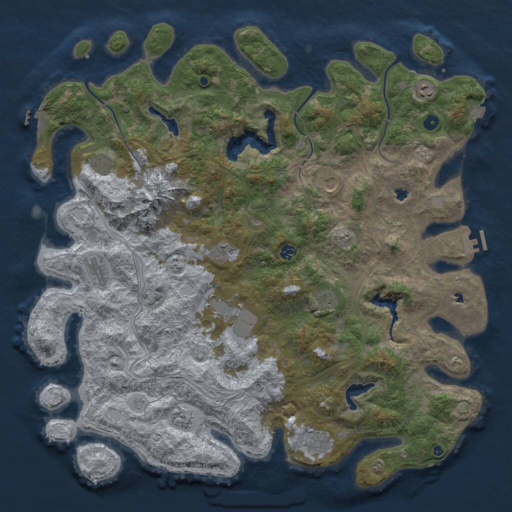 Rust Map: Procedural Map, Size: 5000, Seed: 2053632141, 17 Monuments