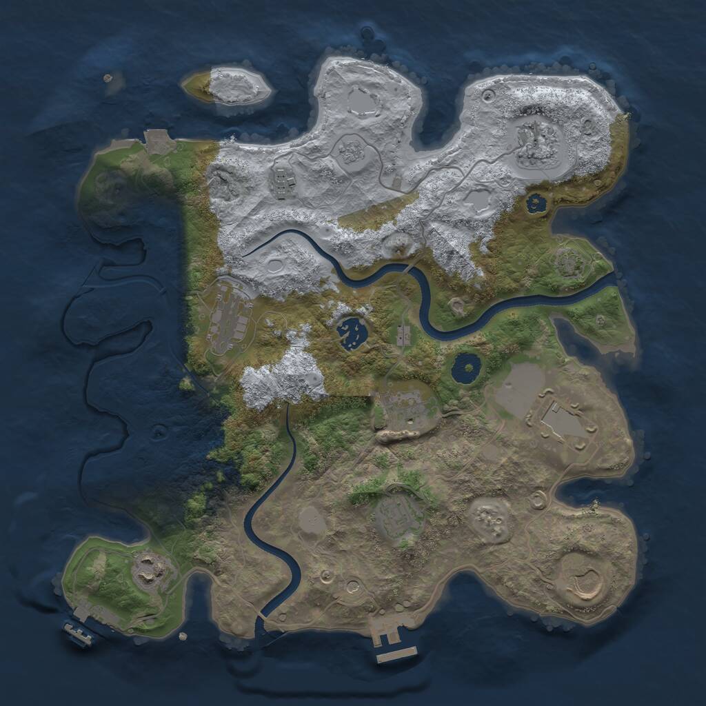 Rust Map: Procedural Map, Size: 3500, Seed: 873453, 15 Monuments