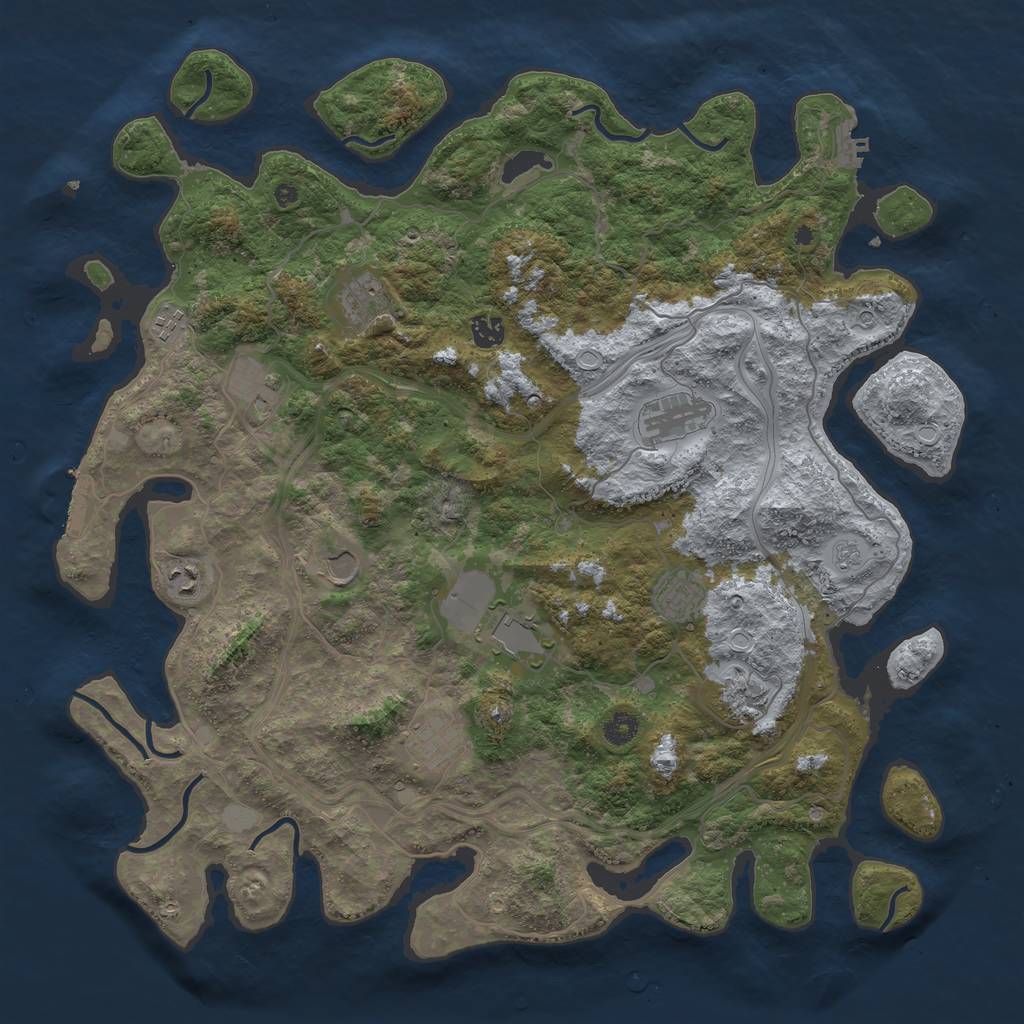 Rust Map: Procedural Map, Size: 4500, Seed: 1431474578, 20 Monuments