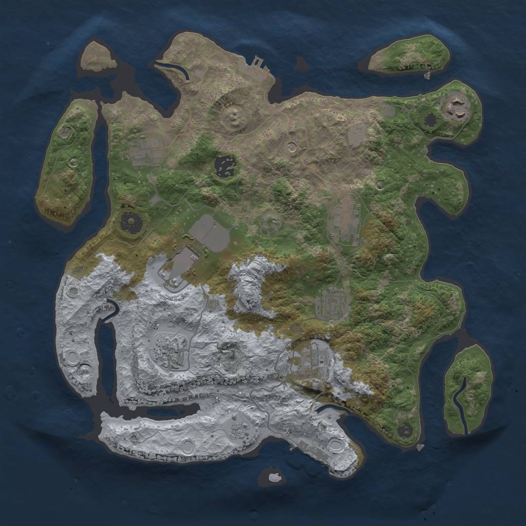 Rust Map: Procedural Map, Size: 3500, Seed: 1138052387, 17 Monuments