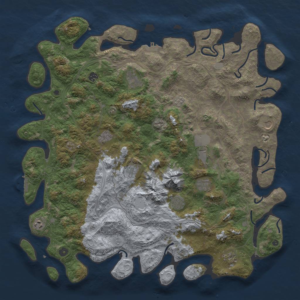 Rust Map: Procedural Map, Size: 5000, Seed: 803042473, 20 Monuments