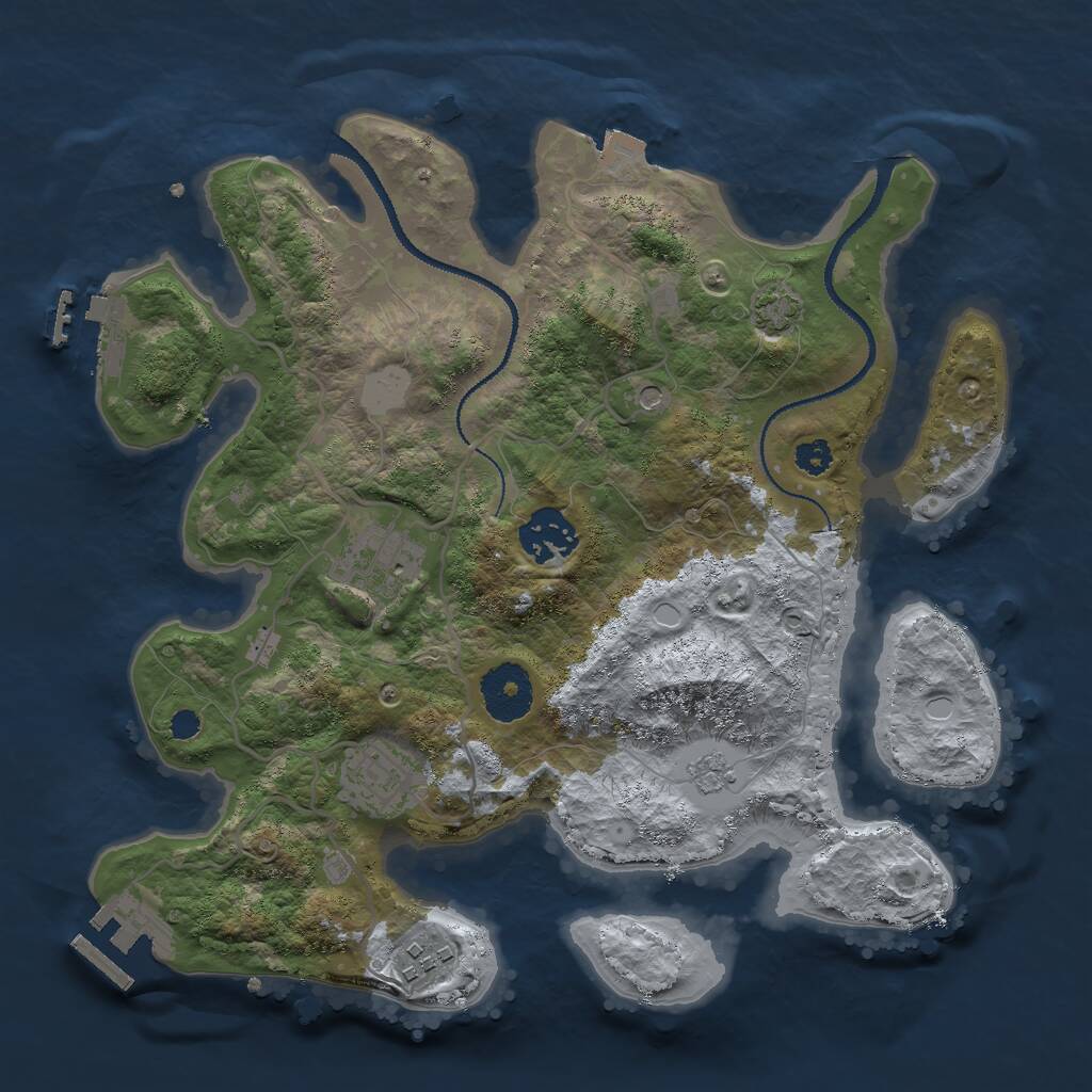 Rust Map: Procedural Map, Size: 3000, Seed: 8438, 10 Monuments