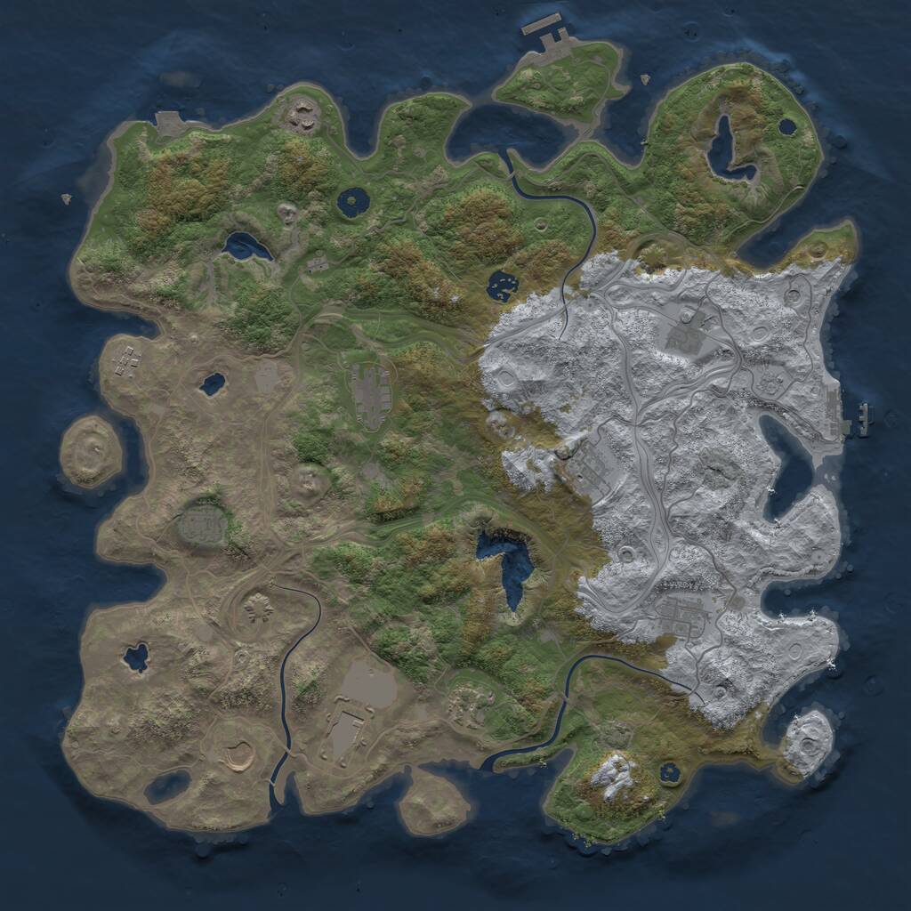 Rust Map: Procedural Map, Size: 4500, Seed: 1883997289, 17 Monuments