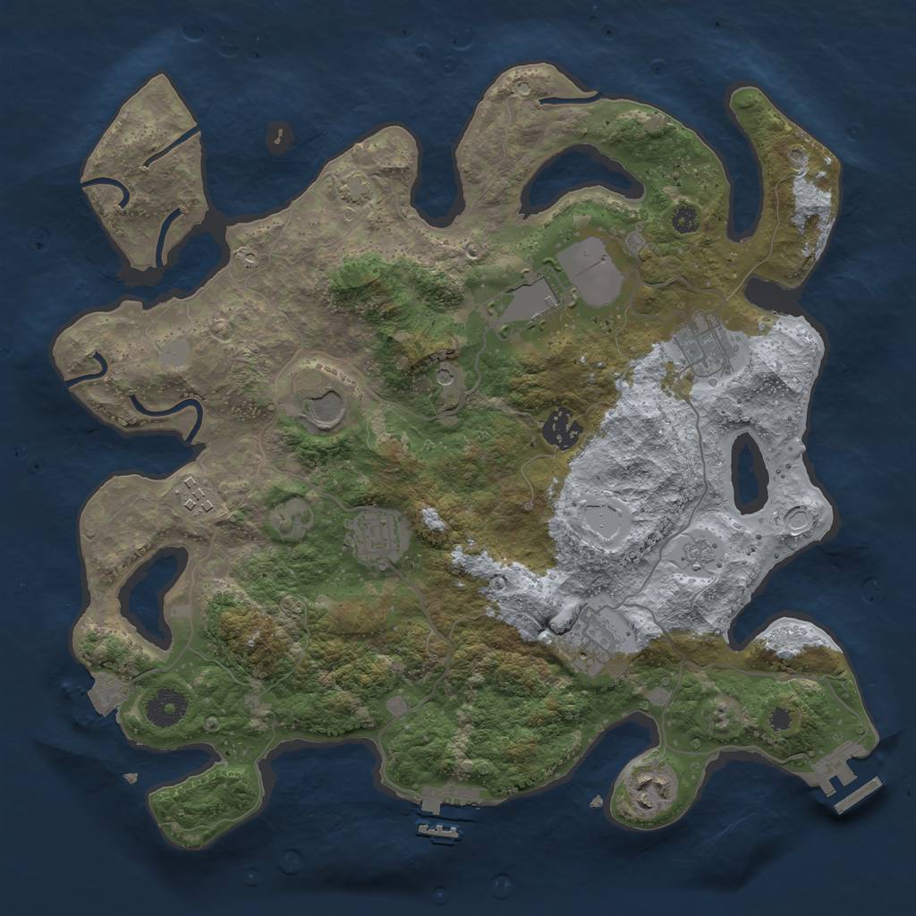 Rust Map: Procedural Map, Size: 3500, Seed: 4530310, 16 Monuments