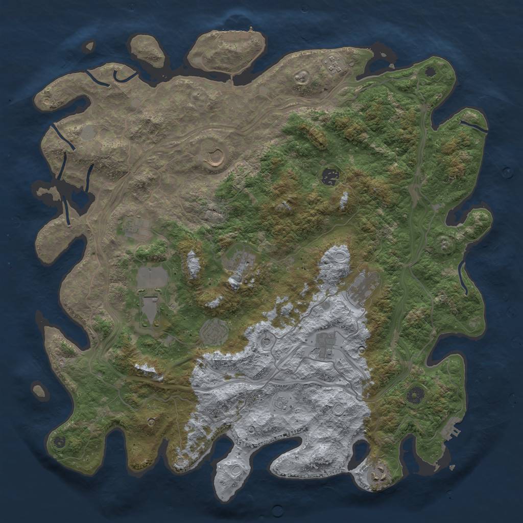 Rust Map: Procedural Map, Size: 4500, Seed: 1844, 19 Monuments