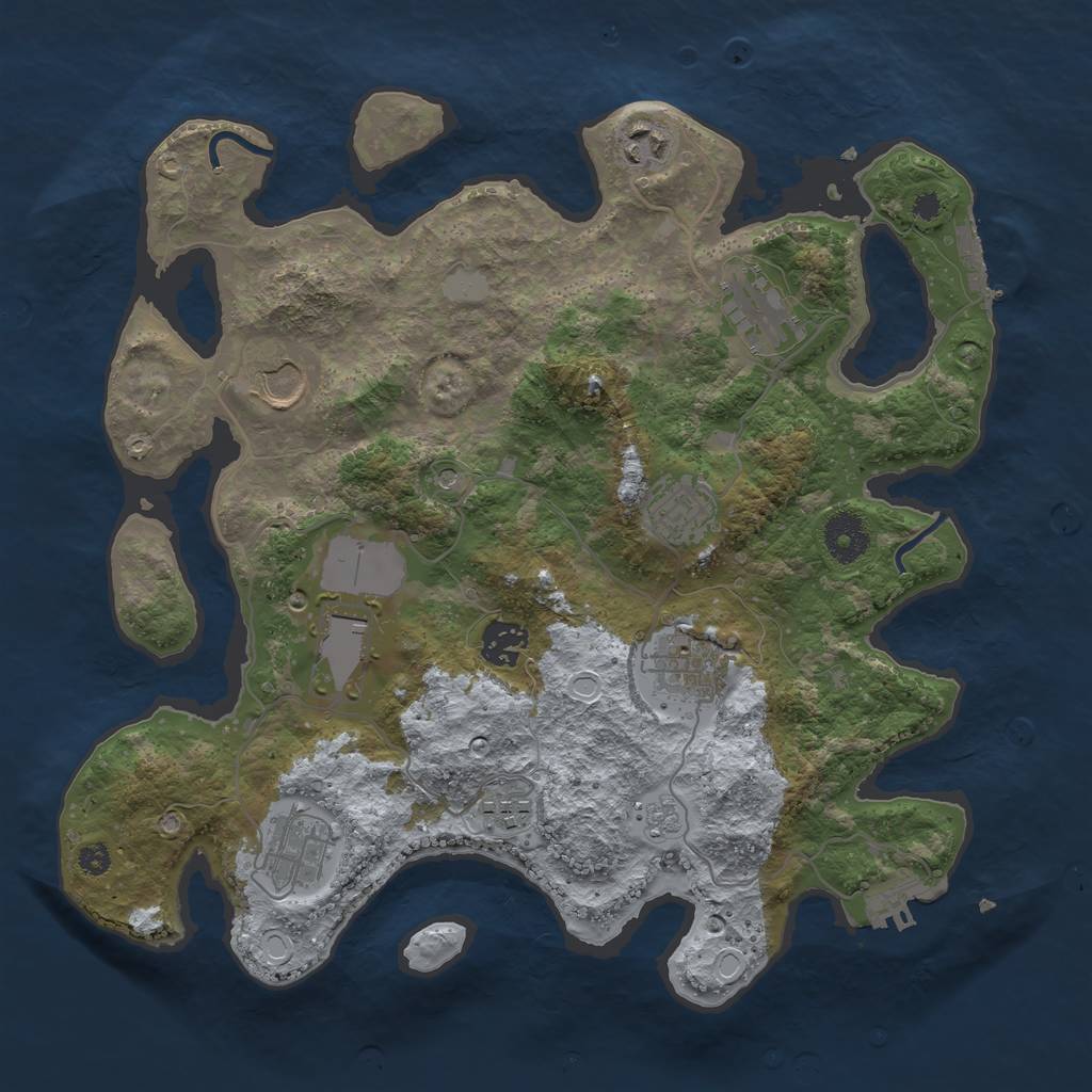Rust Map: Procedural Map, Size: 3500, Seed: 737209103, 18 Monuments