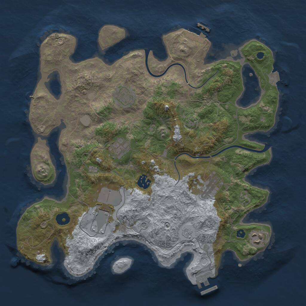 Rust Map: Procedural Map, Size: 3500, Seed: 737209103, 12 Monuments