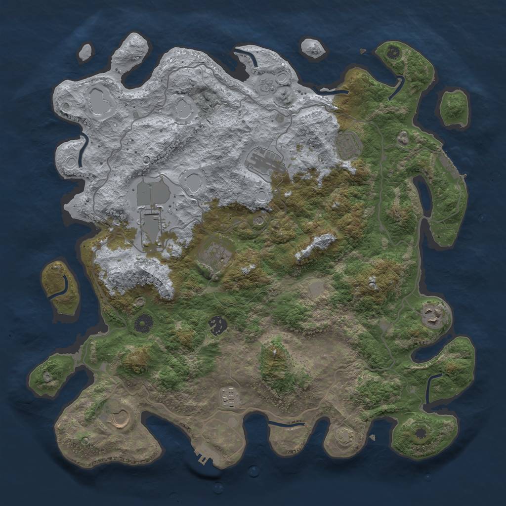 Rust Map: Procedural Map, Size: 4050, Seed: 1175134670, 16 Monuments