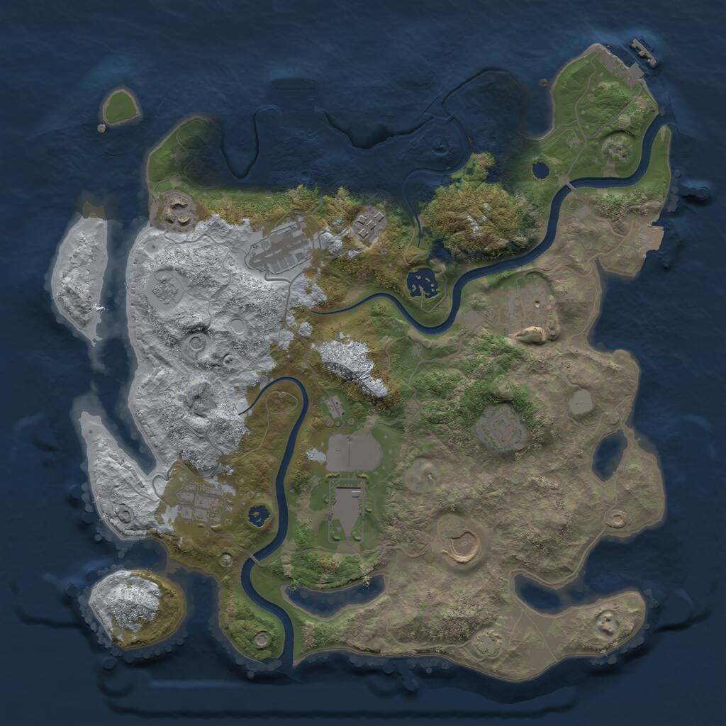 Rust Map: Procedural Map, Size: 3500, Seed: 14476390, 15 Monuments
