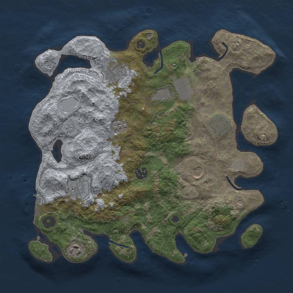 Rust Map: Procedural Map, Size: 3500, Seed: 44782352, 16 Monuments