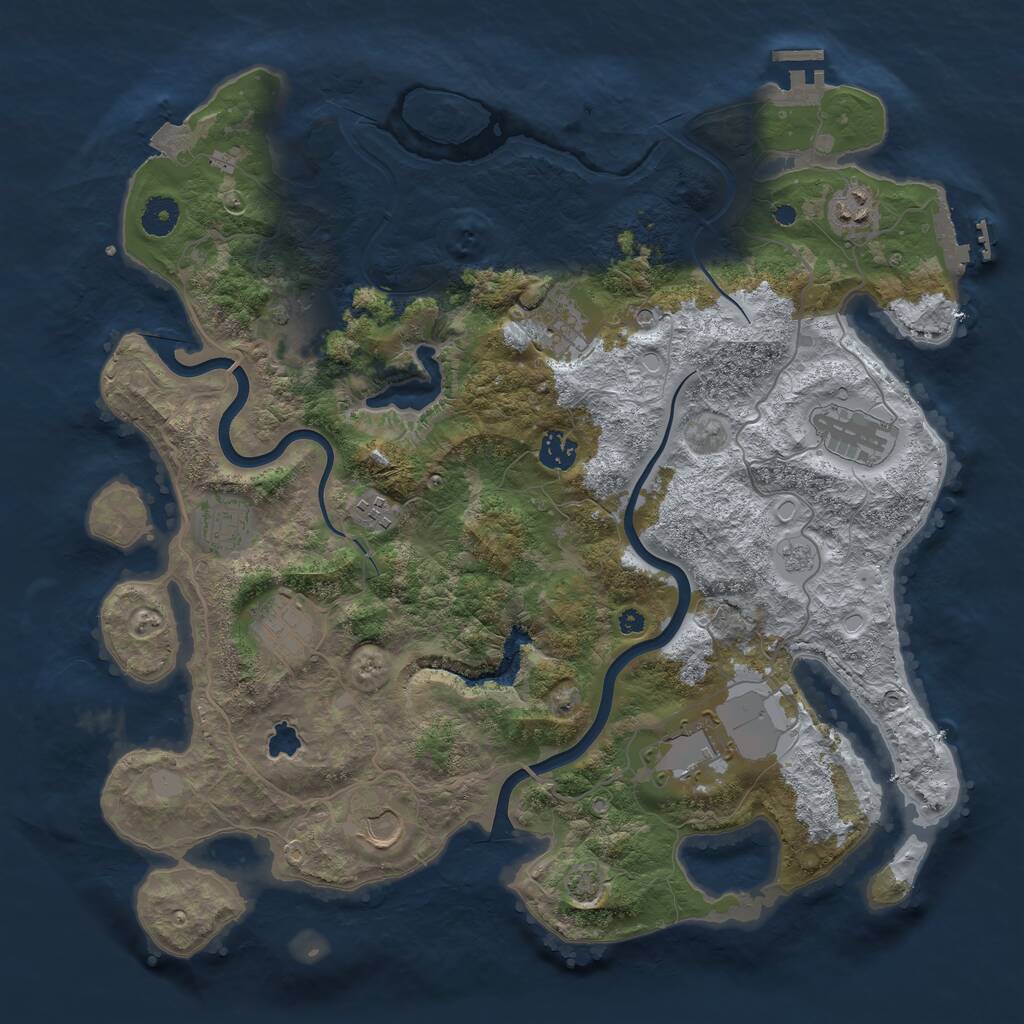 Rust Map: Procedural Map, Size: 4000, Seed: 657923, 16 Monuments