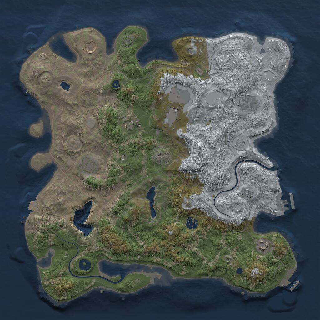 Rust Map: Procedural Map, Size: 4000, Seed: 2333, 14 Monuments