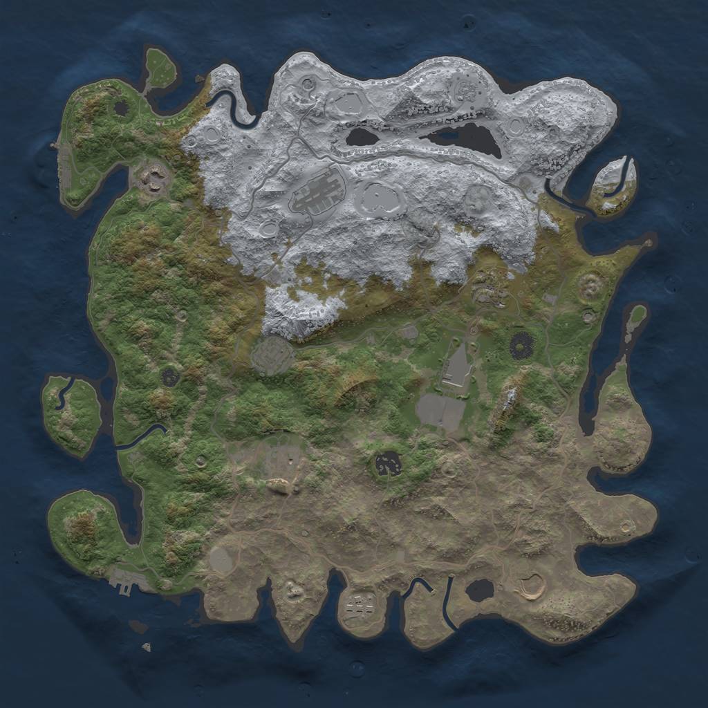 Rust Map: Procedural Map, Size: 4000, Seed: 61121, 18 Monuments