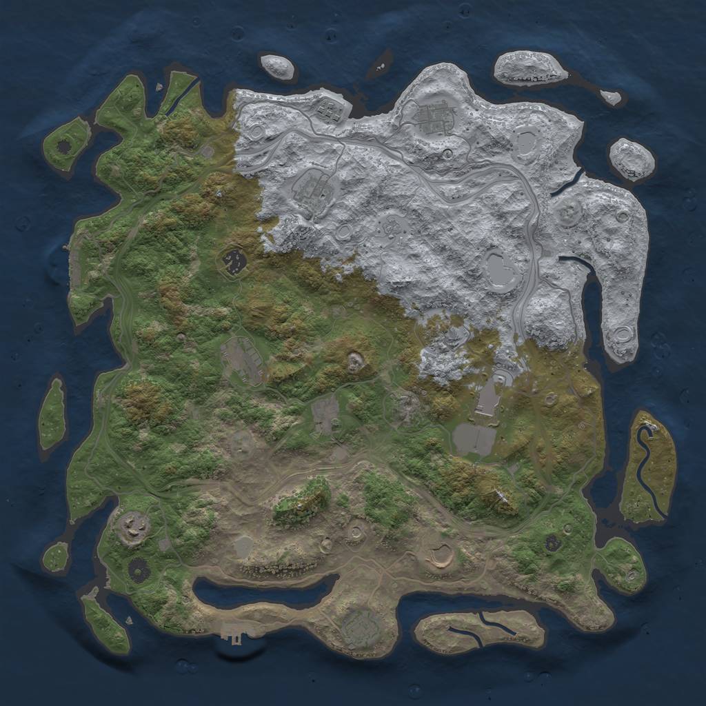 Rust Map: Procedural Map, Size: 4500, Seed: 1135361219, 18 Monuments